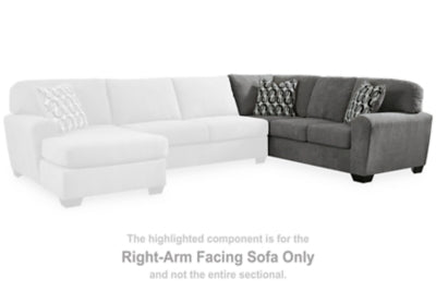 Right-Arm Facing Sofa with Corner Wedge In Solid Gray Fabric