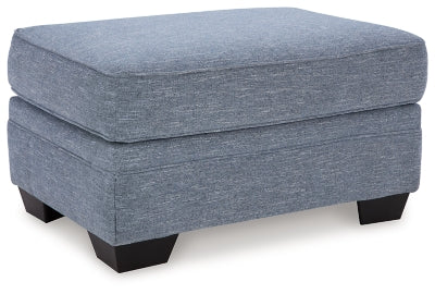 Ottoman In Solid Denim Performance Fabric;Next-Gen Nuvella™;Fabric