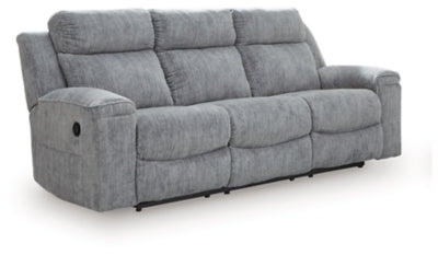 Reclining Sofa In Solid Pewter Fabric