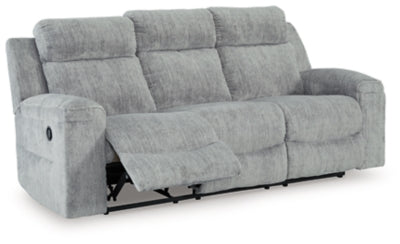 Reclining Sofa In Solid Pewter Fabric