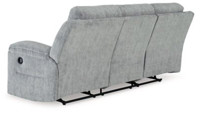 Reclining Sofa In Solid Pewter Fabric