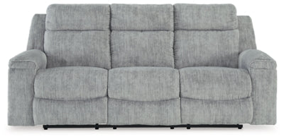 Reclining Sofa In Solid Pewter Fabric