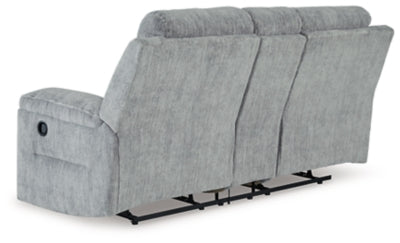 Reclining Loveseat with Console In Solid Pewter Fabric