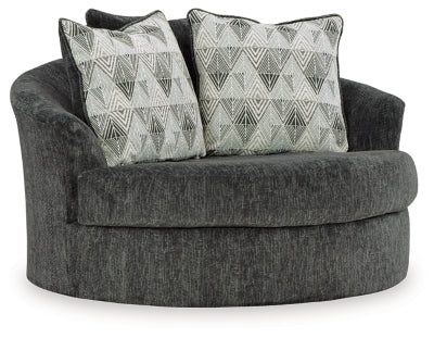 Oversized Swivel Accent Chair In Solid Shadow Fabric