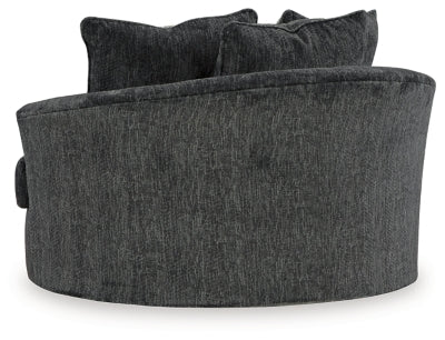 Oversized Swivel Accent Chair In Solid Shadow Fabric