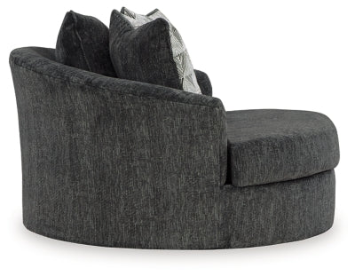 Oversized Swivel Accent Chair In Solid Shadow Fabric