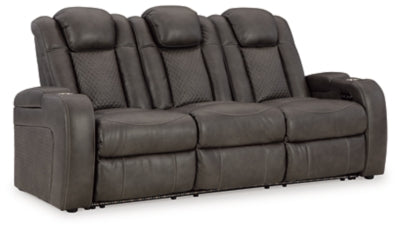 Power Reclining Sofa In Solid Shadow Fabric
