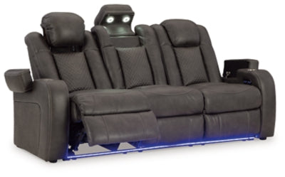 Power Reclining Sofa In Solid Shadow Fabric