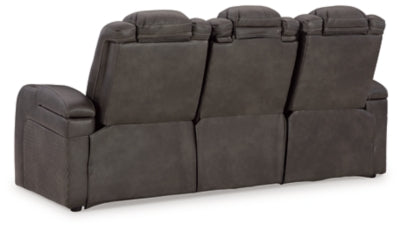Power Reclining Sofa In Solid Shadow Fabric