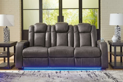 Power Reclining Sofa In Solid Shadow Fabric