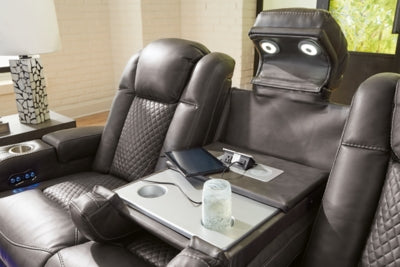 Power Reclining Sofa In Solid Shadow Fabric