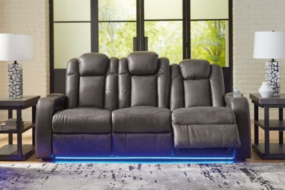 Power Reclining Sofa In Solid Shadow Fabric