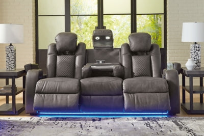 Power Reclining Sofa In Solid Shadow Fabric