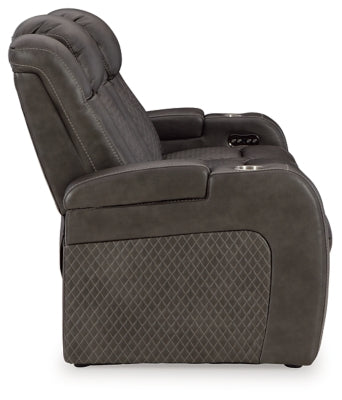 Power Reclining Sofa In Solid Shadow Fabric
