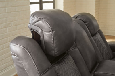 Power Reclining Sofa In Solid Shadow Fabric