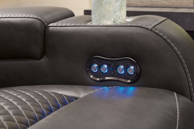 Power Reclining Sofa In Solid Shadow Fabric