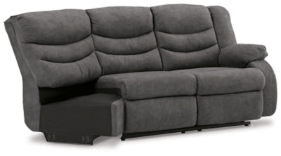 Right-Arm Facing Reclining Loveseat with Half Wedge In Solid Slate Fabric