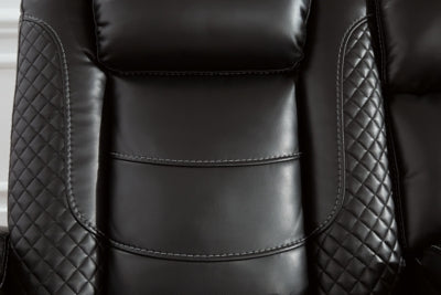 Power Reclining Loveseat with Console In Solid Midnight Fabric