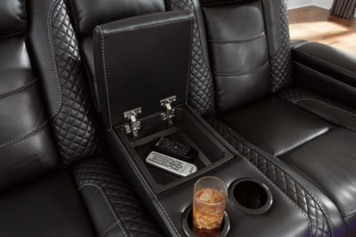Power Reclining Loveseat with Console In Solid Midnight Fabric