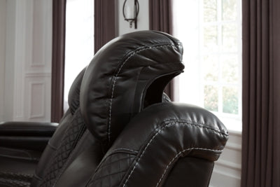 Power Reclining Loveseat with Console In Solid Midnight Fabric