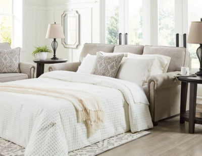 Queen Sofa Sleeper In Solid Dune Fabric