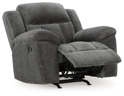 Recliner In Solid Graphite Fabric