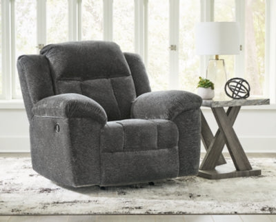Recliner In Solid Graphite Fabric