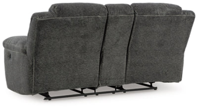 Reclining Loveseat with Console In Solid Graphite Fabric