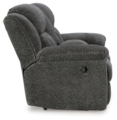 Reclining Loveseat with Console In Solid Graphite Fabric