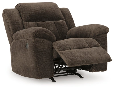 Recliner In Solid Chocolate Fabric