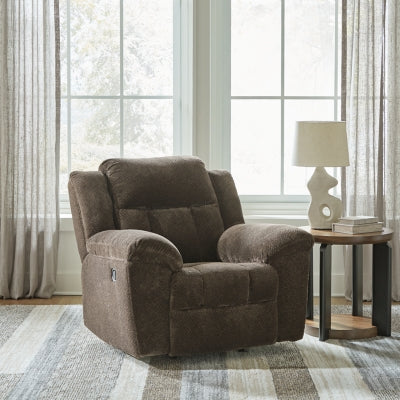 Recliner In Solid Chocolate Fabric