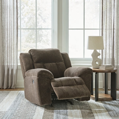 Recliner In Solid Chocolate Fabric