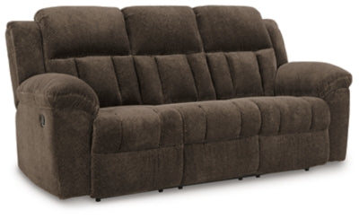 Reclining Sofa In Solid Chocolate Fabric