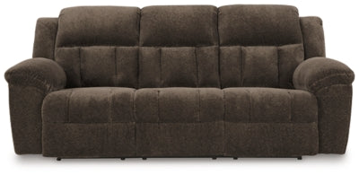 Reclining Sofa In Solid Chocolate Fabric