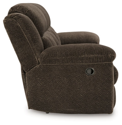 Reclining Sofa In Solid Chocolate Fabric