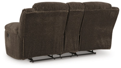 Reclining Loveseat with Console In Solid Chocolate Fabric