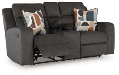 Reclining Loveseat with Console In Solid Dusk Metal