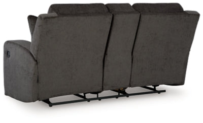 Reclining Loveseat with Console In Solid Dusk Metal