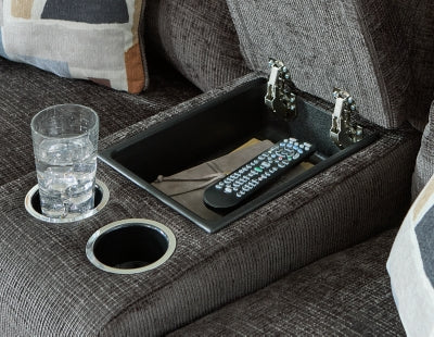 Reclining Loveseat with Console In Solid Dusk Metal