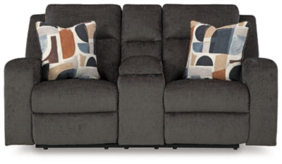 Reclining Loveseat with Console In Solid Dusk Metal