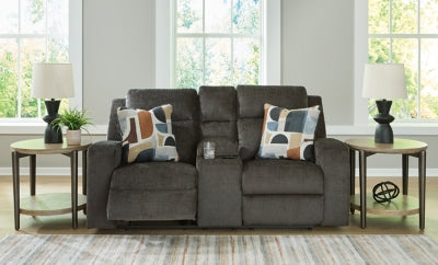 Reclining Loveseat with Console In Solid Dusk Metal