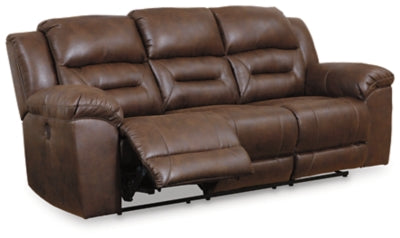 Power Reclining Sofa In Solid Chocolate Fabric