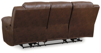 Power Reclining Sofa In Solid Chocolate Fabric