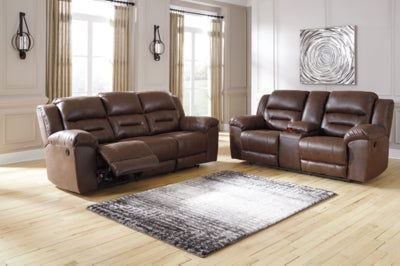 Reclining Sofa In Solid Chocolate Fabric