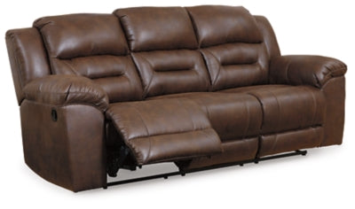 Reclining Sofa In Solid Chocolate Fabric