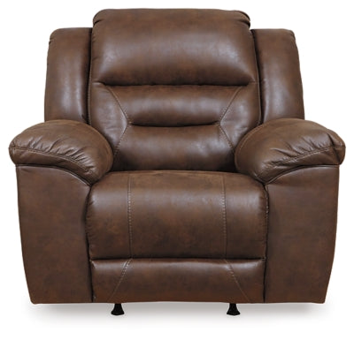 Power Recliner In Solid Chocolate Fabric