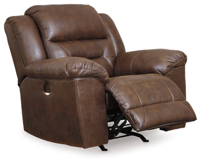 Power Recliner In Solid Chocolate Fabric