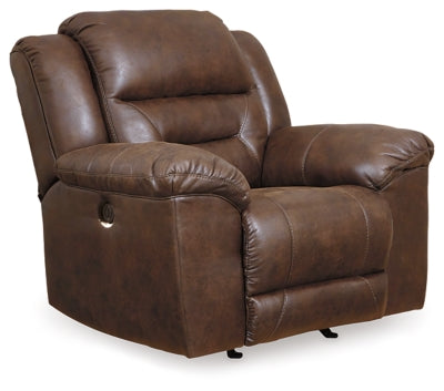 Power Recliner In Solid Chocolate Fabric