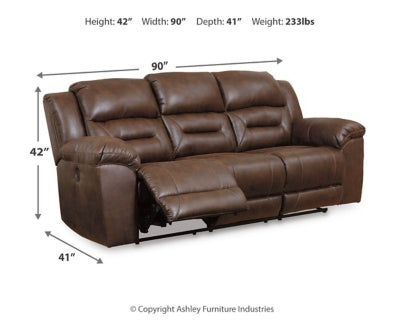 Power Reclining Sofa In Solid Chocolate Fabric