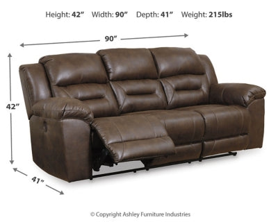 Reclining Sofa In Solid Chocolate Fabric